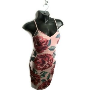 Faux Suede Floral Fashion Nova Dress Pink NWOT